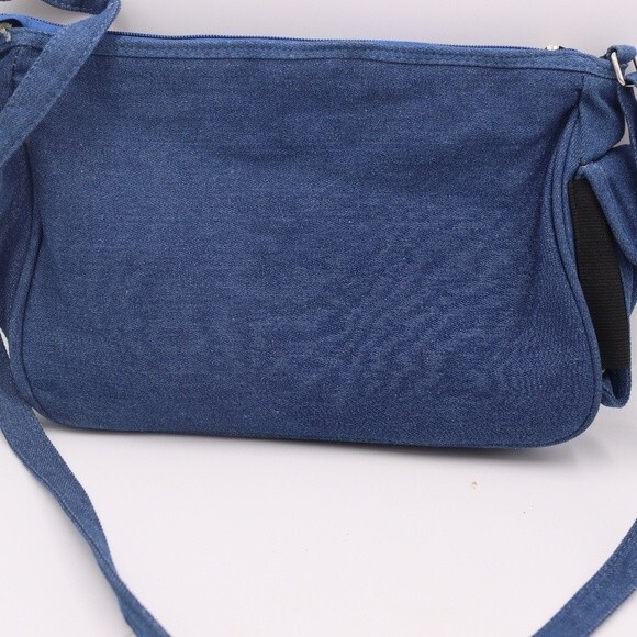 Vintage 90s Y2K Denim Messenger Bag Floral Embroidered Boho Purse - Picture 5 of 12